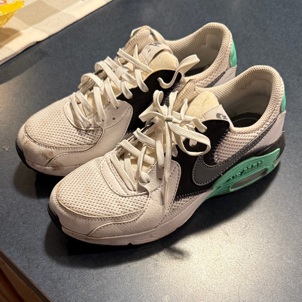 Women’s Nike Air Max Excee White and Black Sneakers with Green accents